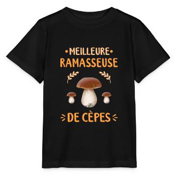 Cèpe Champignons champignon Ramasseuse Cueillette - T-shirt bio MINI CREATOR Stanley/Stella Enfant - noir - Devant - Mikhail (115cm)