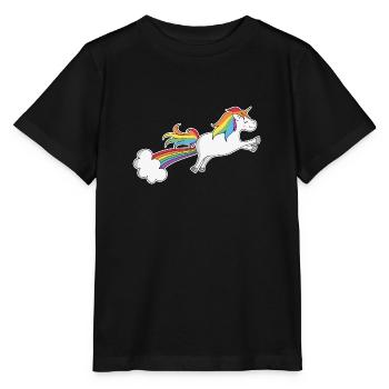 Unicorn farts rainbow funny fart - Stanley/Stella MINI CREATOR Kids’ T-Shirt - black - Front - Mikhail (115cm)