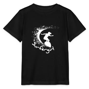 Surfer girl wave surfboard - Stanley/Stella MINI CREATOR Kids’ T-Shirt - black - Front - Mikhail (115cm)