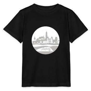 amberg,skyline,grau,kreis,scherenschnitt - Stanley/Stella Kinder T-Shirt MINI CREATOR  - Schwarz - Vorne - Mikhail (115cm)