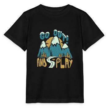 Go Out and Play Hand lettering mountains with nature - Stanley/Stella MINI CREATOR Kids’ T-Shirt - black - Front - Mikhail (115cm)