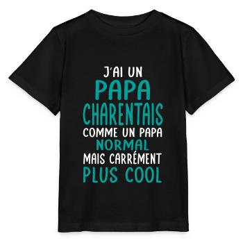 J'ai un papa Charentais plus cool - T-shirt bio MINI CREATOR Stanley/Stella Enfant - noir - Devant - Mikhail (115cm)