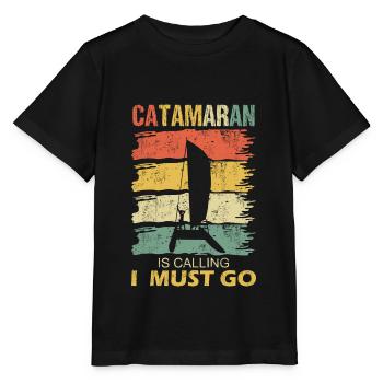 Catamaran Calls to Saying Lustig Retro Style - Stanley/Stella MINI CREATOR Kids’ T-Shirt - black - Front - Mikhail (115cm)