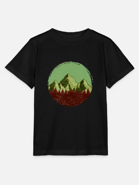 Berge Wald Symbol - Stanley/Stella Kinder T-Shirt MINI CREATOR - Schwarz