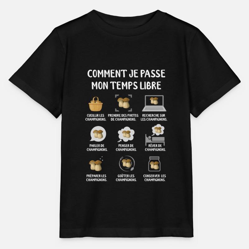 Champignon Cueillette Ramasseur Champignons - T-shirt bio MINI CREATOR Stanley/Stella Enfant - noir