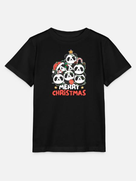 Panda Weihnachtsbaum frohe Weihnachten - Stanley/Stella Kinder T-Shirt MINI CREATOR  - Schwarz