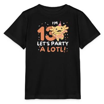 13ème anniversaire Axolotl Treize ans Mignon Axolotls - T-shirt bio MINI CREATOR Stanley/Stella Enfant - noir - Devant - Mikhail (115cm)