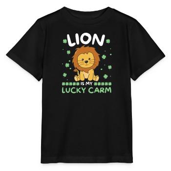 Lion is my lucky carm Clover St Patrick's Day - Stanley/Stella MINI CREATOR Kids’ T-Shirt - black - Front - Mikhail (115cm)