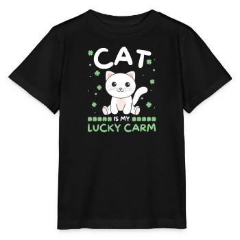 Cat is my lucky carm Clover St Patrick's Day - Stanley/Stella MINI CREATOR Kids’ T-Shirt - black - Front - Mikhail (115cm)