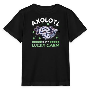 Axolotl is my lucky carm Kleeblatt St Patricks Day - Stanley/Stella Kinder T-Shirt MINI CREATOR  - Schwarz - Vorne - Mikhail (115cm)
