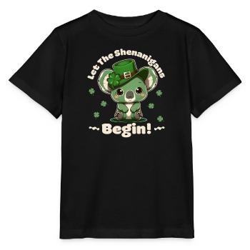 let the shenanigans begin Kleeblatt St Patricks - Stanley/Stella Kinder T-Shirt MINI CREATOR  - Schwarz - Vorne - Mikhail (115cm)