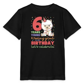 Alpaka zum 6. Geburtstag Kinder sechs Jahre alt - Stanley/Stella Kinder T-Shirt MINI CREATOR  - Schwarz - Vorne - Mikhail (115cm)