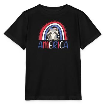 4 juillet American Raccoon for Kids USA - T-shirt bio MINI CREATOR Stanley/Stella Enfant - noir - Devant - Mikhail (115cm)