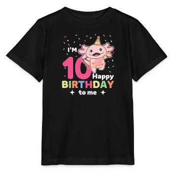 Axolotl zum 10. Geburtstag Kinder zehn Jahre alt - Stanley/Stella Kinder T-Shirt MINI CREATOR  - Schwarz - Vorne - Mikhail (115cm)