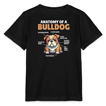 Dog Explanation Anatomy of a Bulldog - Stanley/Stella MINI CREATOR Kids’ T-Shirt - black - Front - Mikhail (115cm)