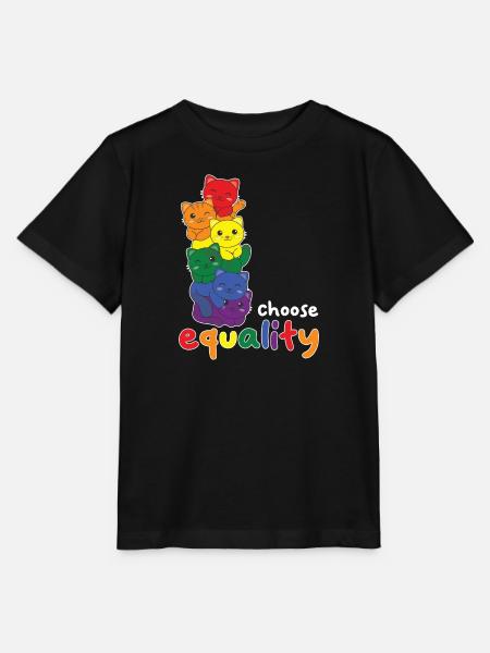 Regenbogen Flag Pride LGBTQ süßer Katze Stapel - Stanley/Stella Kinder T-Shirt MINI CREATOR  - Schwarz