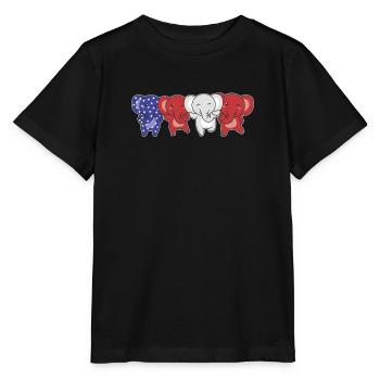 Elefant für den vierten Juli USA Flagge Elefanten - Stanley/Stella Kinder T-Shirt MINI CREATOR  - Schwarz - Vorne - Mikhail (115cm)