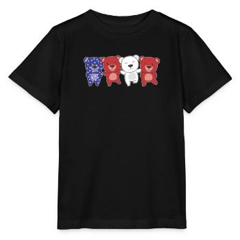 Bär für den vierten Juli USA Flagge Bären - Stanley/Stella Kinder T-Shirt MINI CREATOR  - Schwarz - Vorne - Mikhail (115cm)