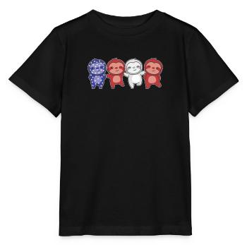 Faultier für den vierten Juli USA Flagge Faultiere - Stanley/Stella Kinder T-Shirt MINI CREATOR  - Schwarz - Vorne - Mikhail (115cm)