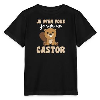 Je m'en fous je suis un castor - süßer Biber - Stanley/Stella Kinder T-Shirt MINI CREATOR  - Schwarz - Vorne - Mikhail (115cm)