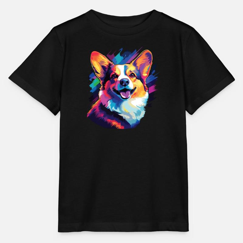 Aquarelle Corgi colorée - T-shirt bio MINI CREATOR Stanley/Stella Enfant - noir