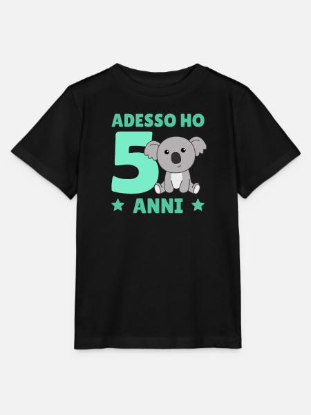 Children 5th Birthday Koala Adesso ho 5 anni - Stanley/Stella MINI CREATOR Kids’ T-Shirt - black