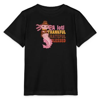 Thansgiving A lotl Thankful Grateful - Stanley/Stella Kinder T-Shirt MINI CREATOR  - Schwarz - Vorne - Mikhail (115cm)