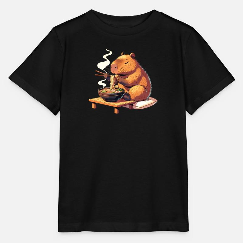 süße Capybara isst Ramen Nudeln Capybaras Ramen - Stanley/Stella Kinder T-Shirt MINI CREATOR  - Schwarz