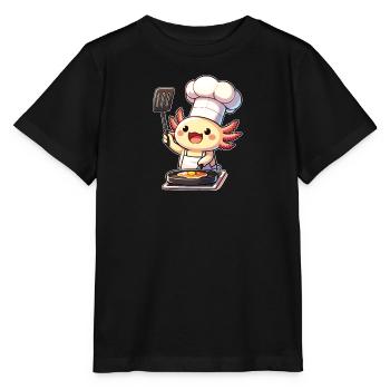 Breakfast Fry Axolotl Cook - Stanley/Stella MINI CREATOR Kids’ T-Shirt - black - Front - Mikhail (115cm)