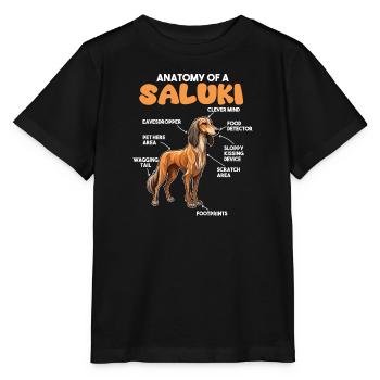 Dog Explanation Anatomy of a Saluki - Stanley/Stella MINI CREATOR Kids’ T-Shirt - black - Front - Mikhail (115cm)