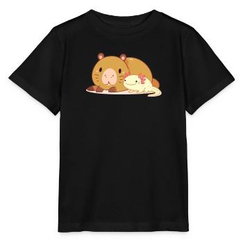 Mignon axolotl épais avec Capybara - T-shirt bio MINI CREATOR Stanley/Stella Enfant - noir - Devant - Mikhail (115cm)