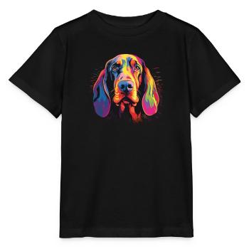 Watercolor Colorful Black And Tan Coonhound - Stanley/Stella MINI CREATOR Kids’ T-Shirt - black - Front - Mikhail (115cm)