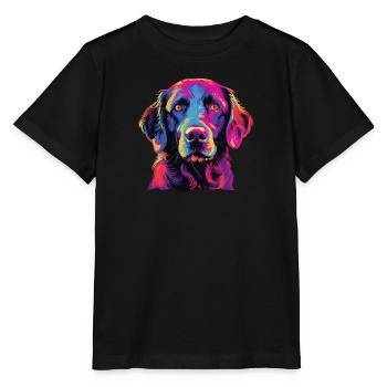 Watercolor Colorful Curly Coated Retriever - Stanley/Stella MINI CREATOR Kids’ T-Shirt - black - Front - Mikhail (115cm)