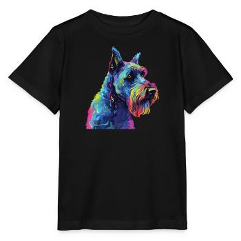 Wasserfarben Farbenfroher Kerry Blue Terrier - Stanley/Stella Kinder T-Shirt MINI CREATOR  - Schwarz - Vorne - Mikhail (115cm)