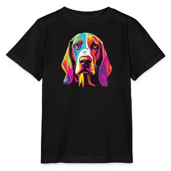 Aquarelle colorée arbre Walker Coonhound - T-shirt bio MINI CREATOR Stanley/Stella Enfant - noir - Devant - Mikhail (115cm)