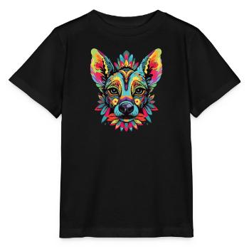 Aquarelle colorée chien nu péruvien - T-shirt bio MINI CREATOR Stanley/Stella Enfant - noir - Devant - Mikhail (115cm)