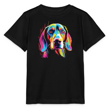 Aquarelle colorée arbre Walker Coonhound - T-shirt bio MINI CREATOR Stanley/Stella Enfant - noir - Devant - Mikhail (115cm)