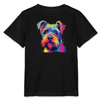 Watercolor Colorful Standard Schnauzer - Stanley/Stella MINI CREATOR Kids’ T-Shirt - black - Front - Mikhail (115cm)