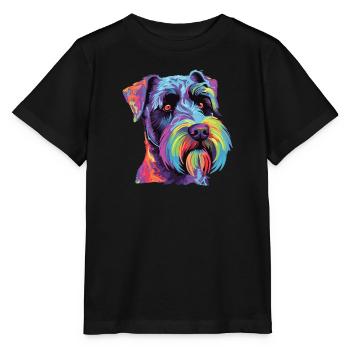 Watercolor Colorful Standard Schnauzer - Stanley/Stella MINI CREATOR Kids’ T-Shirt - black - Front - Mikhail (115cm)