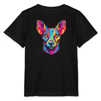 Aquarelle colorée chien nu péruvien - T-shirt bio MINI CREATOR Stanley/Stella Enfant - noir - Devant - Mikhail (115cm)