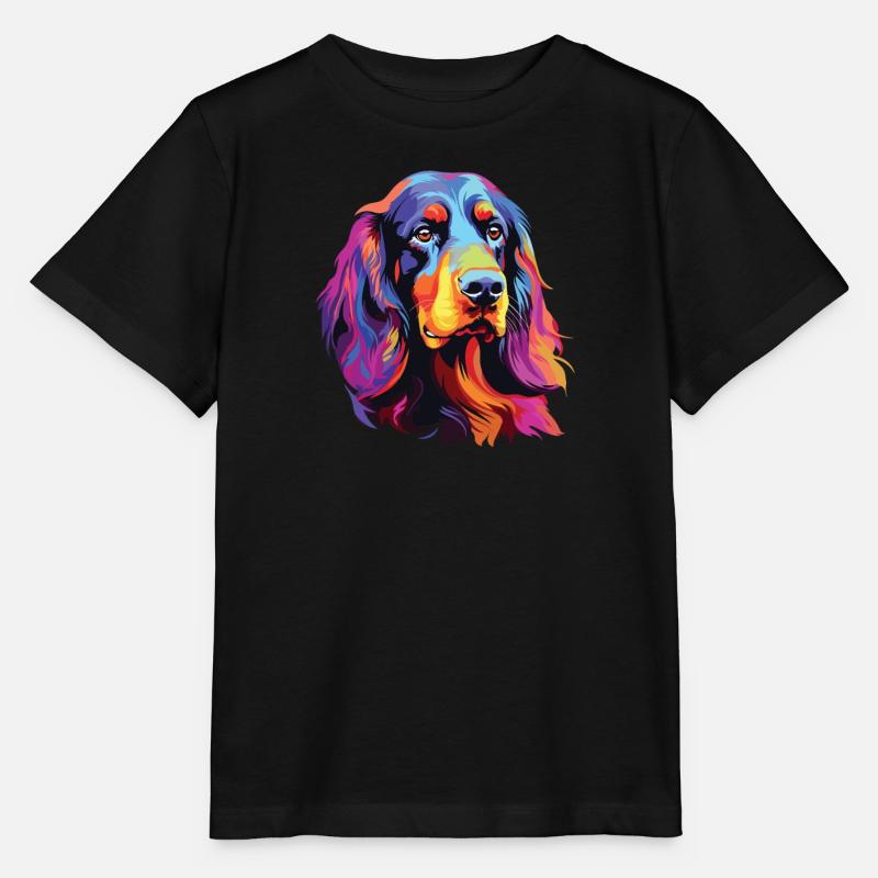 Aquarelle colorée Gordon Setter - T-shirt bio MINI CREATOR Stanley/Stella Enfant - noir
