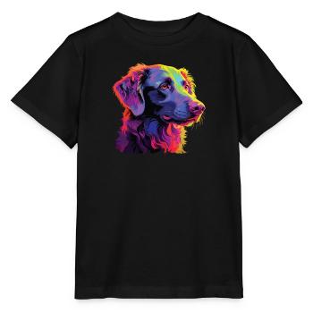 Watercolor Colorful Curly Coated Retriever - Stanley/Stella MINI CREATOR Kids’ T-Shirt - black - Front - Mikhail (115cm)