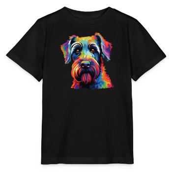 Watercolor Colorful Standard Schnauzer - Stanley/Stella MINI CREATOR Kids’ T-Shirt - black - Front - Mikhail (115cm)