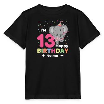 Elefant zum 13. Geburtstag für Kinder dreizehn - Stanley/Stella Kinder T-Shirt MINI CREATOR  - Schwarz - Vorne - Mikhail (115cm)