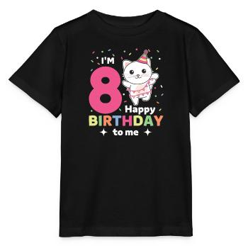 Cat for 8th birthday children eight years old - Stanley/Stella MINI CREATOR Kids’ T-Shirt - black - Front - Mikhail (115cm)