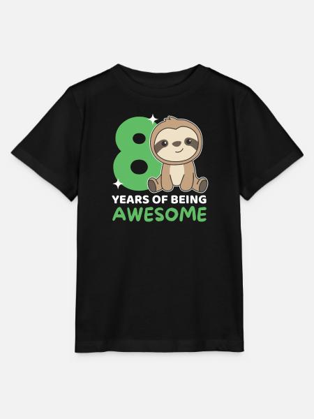 Faultier zum 8. Geburtstag Kinder acht Jahre alt - Stanley/Stella Kinder T-Shirt MINI CREATOR  - Schwarz