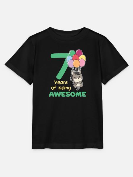 Esel zum 7. Geburtstag Kinder sieben Jahre alt - Stanley/Stella Kinder T-Shirt MINI CREATOR - Schwarz