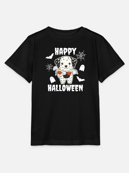 Dalmatiner Happy Halloween Kürbis Fledermaus - Stanley/Stella Kinder T-Shirt MINI CREATOR  - Schwarz