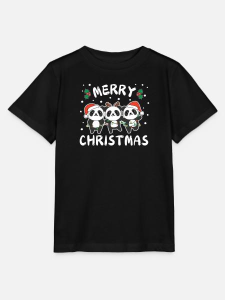 Vrolijk Kerstfeest Leuke Panda Kerstpanda's - Stanley/Stella Kinder-T-shirt MINI CREATOR  - zwart
