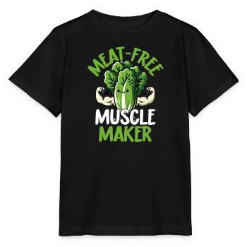 Meat-free muscle maker, fun vegan - Stanley/Stella MINI CREATOR Kids’ T-Shirt - black - Front - Mikhail (115cm)
